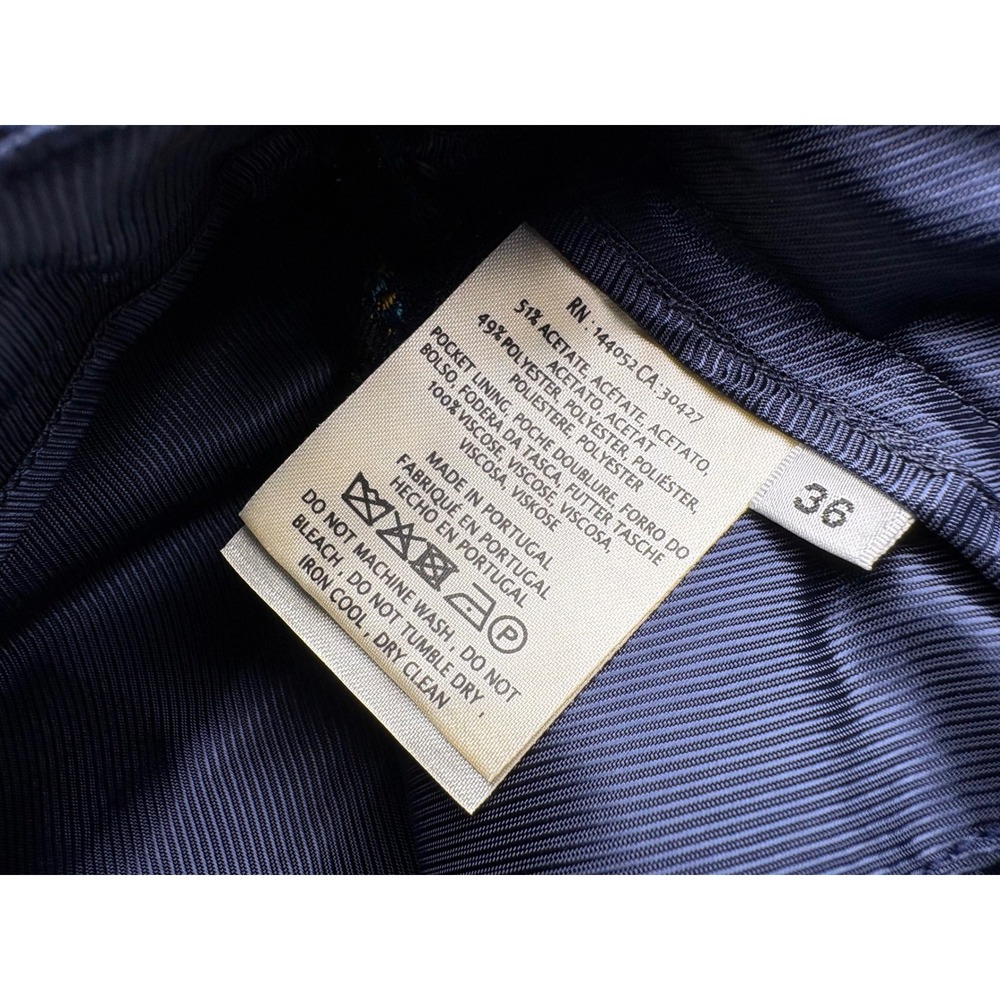 Essentiel Antwerp Occident Fitted Pants Navy Gold Jacquard Floral‎ US 4 36 NEW - Picture 5 of 9